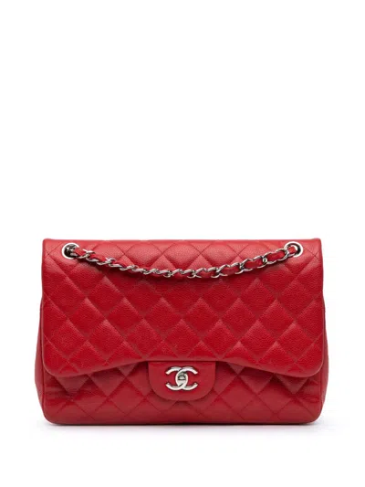 CHANEL 2000-2020 JUMBO CLASSIC CAVIAR DOUBLE FLAP SHOULDER BAG