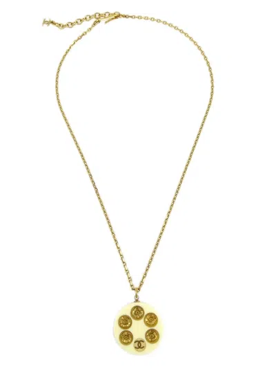 CHANEL 2003 GOLD PLATED CC PENDANT NECKLACE