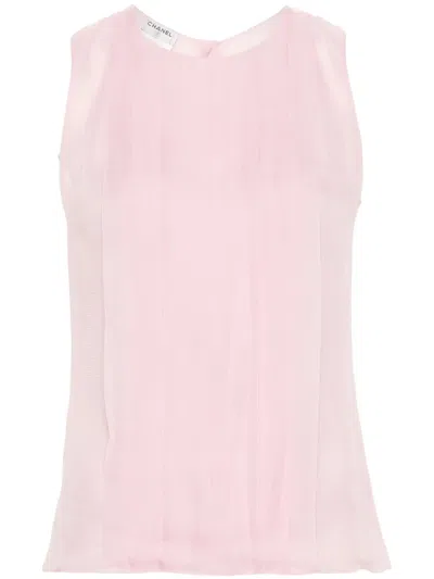 CHANEL 2004 SLEEVELESS SILK SHIRT