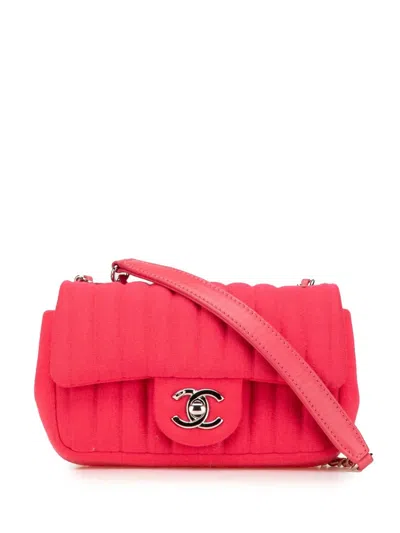 CHANEL 2016-2017 MINI VERTICAL QUILTED JERSEY SINGLE FLAP SHOULDER BAG