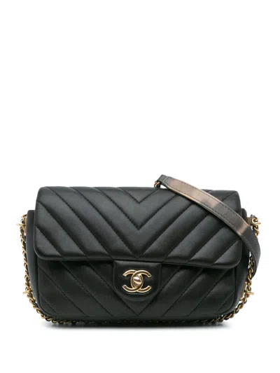 CHANEL 2018 MINI RECTANGULAR CHEVRON LAMBSKIN CHAIN AROUND FLAP CROSSBODY BAG