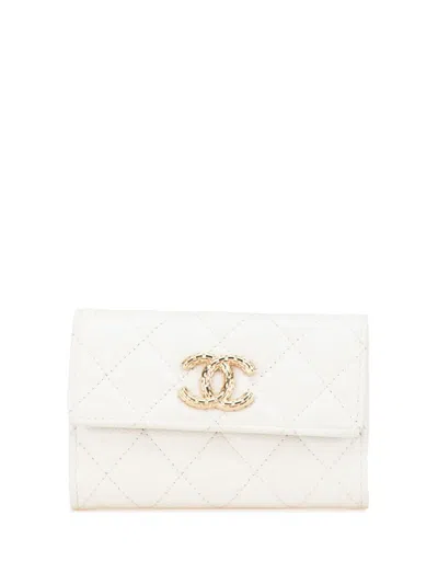 CHANEL 2021-2024 CC QUILTED CAVIAR COMPACT FLAP WALLET SMALL WALLETS