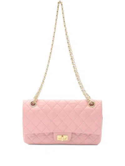 CHANEL 2.55 MATELASSÉ W FLAP SHOULDER BAG
