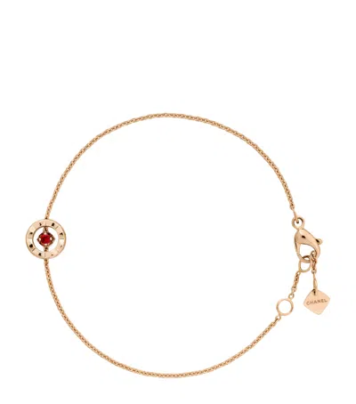CHANEL BEIGE GOLD AND RUBY COCO CRUSH BRACELET