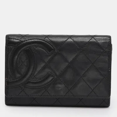 CHANEL BLACK QUILTED LEATHER CAMBON LIGNE WALLET