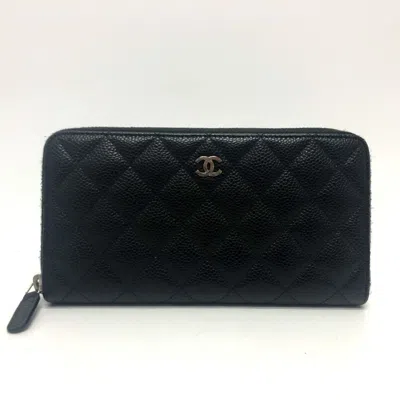 CHANEL CAVIAR LEATHER LONG WALLET (BI-FOLD) (PRE-OWNED)