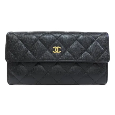 CHANEL CAVIAR LEATHER LONG WALLET (BI-FOLD) (PRE-OWNED)