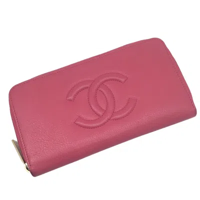 CHANEL CHAMPAGNE PINK LEATHER LONG WALLET (BI-FOLD) (PRE-OWNED)