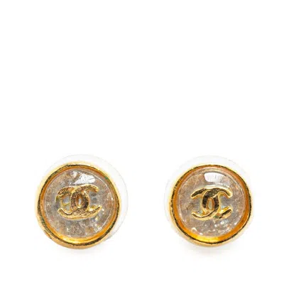 CHANEL CLEAR PLASTIC STUD EARRINGS (PRE-OWNED)