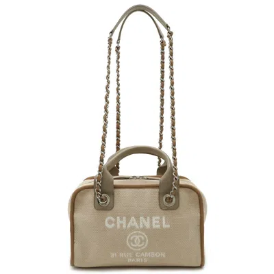 CHANEL ISH CANVAS LEATHER HANDBAG (PRE-OWNED)