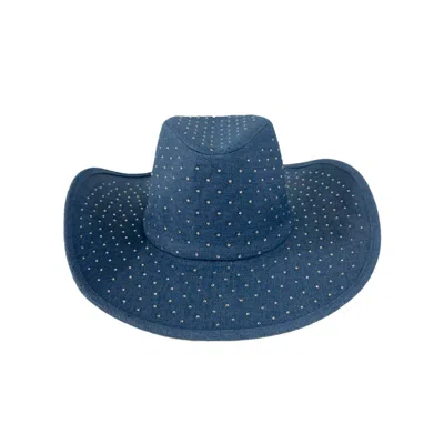 CHANEL JOAN ELKAYAM WOMEN'S BLUE EMBELLISHED DENIM COWBOY HAT