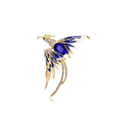 CHANEL JOAN ELKAYAM WOMEN'S BLUE / GOLD BLUE CRYSTAL GOLD BIRD BROOCH