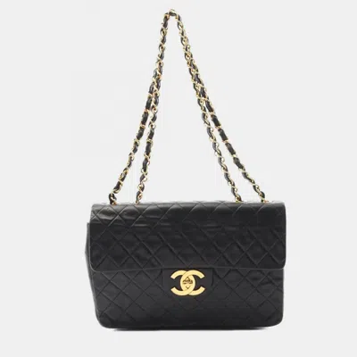 CHANEL JUMBO MATELASSE 34 CHAIN SHOULDER BAG LAMBSKIN BLACK