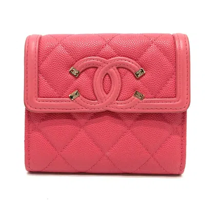 CHANEL LEATHER WALLET (TRI-FOLD) (PRE-OWNED)