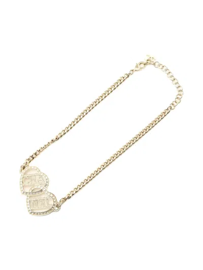 CHANEL LOGO-RHINESTONE NECKLACE