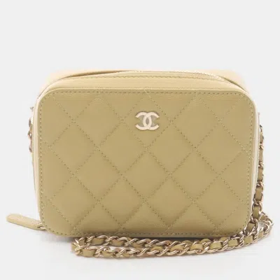 CHANEL PEARL CRUSH MINI BEIGE LEATHER CROSSBODY BAG