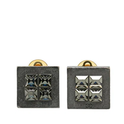 CHANEL METAL RHINESTONE CLIP EARRINGS (PRE-OWNED)