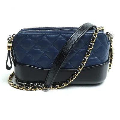 CHANEL NAVY LEATHER SHOULDER BAG (PRE-OWNED)