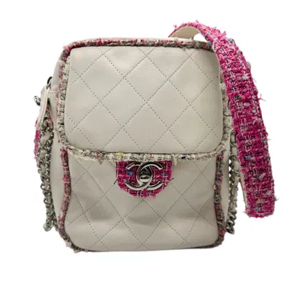 CHANEL PINK LEATHER TWEED SHOULDER BAG (PRE-OWNED)