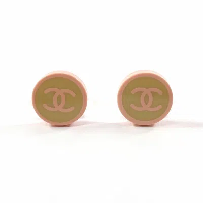 CHANEL PINK PLASTIC CLIP EARRINGS (PRE-OWNED)