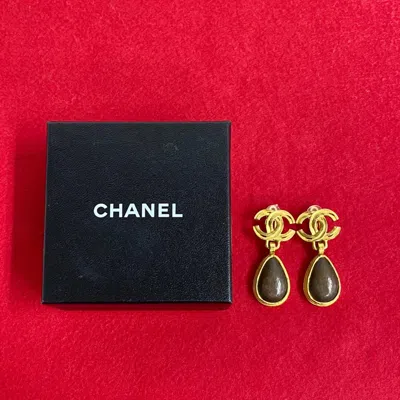 CHANEL PLATING WOOD CLIP EARRINGS (PRE-OWNED)