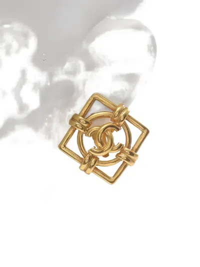 CHANEL SQUARE-FRAME COCO MARK EARRINGS