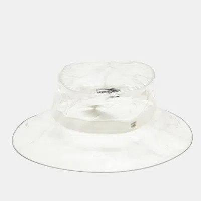 CHANEL TRANSPARENT RAIN BOATER HAT L