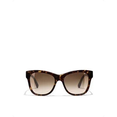 CHANEL WOMENS DARK HAVANA SQUARE SUNGLASSES