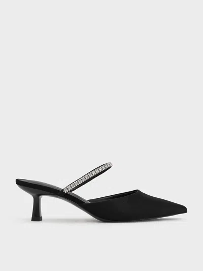 CHARLES & KEITH CHARLES & KEITH - AMBROSIA TEXTURED GEM-EMBELLISHED POINTED-TOE MULES