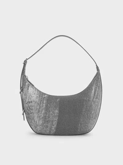 CHARLES & KEITH CHARLES & KEITH - BRYNA DENIM CURVED HOBO BAG