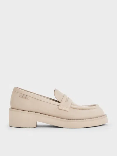 CHARLES & KEITH CHARLES & KEITH - FAUX SUEDE CHUNKY-SOLE PENNY LOAFERS