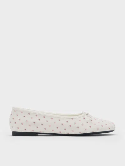CHARLES & KEITH CHARLES & KEITH - FLORAL-PRINT BOW BALLET FLATS