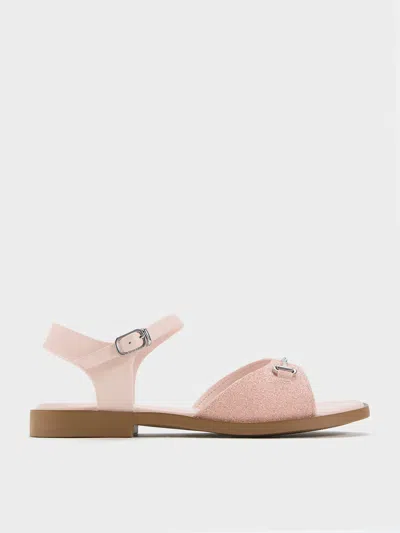 CHARLES & KEITH CHARLES & KEITH - GIRLS' ERINNA GLITTERED METALLIC-ACCENT SANDALS