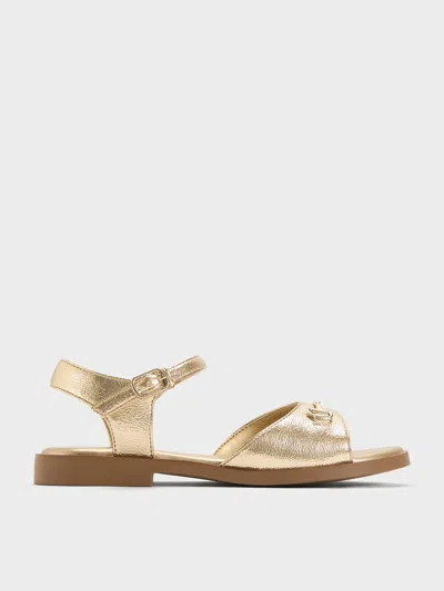 CHARLES & KEITH CHARLES & KEITH - GIRLS' ERINNA METALLIC-ACCENT SANDALS