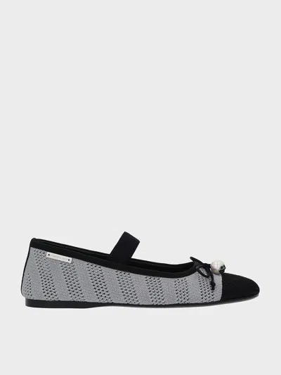 CHARLES & KEITH CHARLES & KEITH - KNITTED PEARL-ACCENT BOW BALLET FLATS