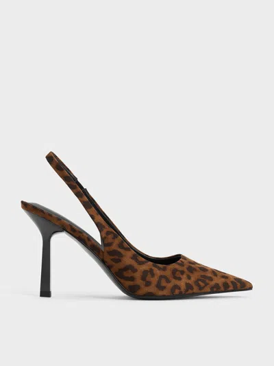 CHARLES & KEITH CHARLES & KEITH - LEOPARD-PRINT POINTED-TOE SLINGBACK PUMPS