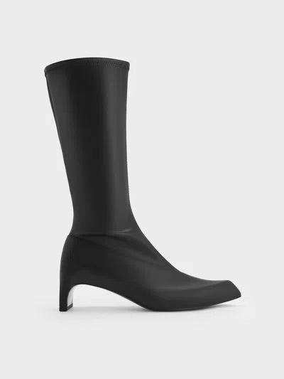 CHARLES & KEITH CHARLES & KEITH - LORDE BLADE-HEEL POINTED-TOE CALF BOOTS