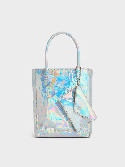 CHARLES & KEITH CHARLES & KEITH - MATINA HOLOGRAPHIC CRINKLE-EFFECT ?ELONGATED TOTE BAG