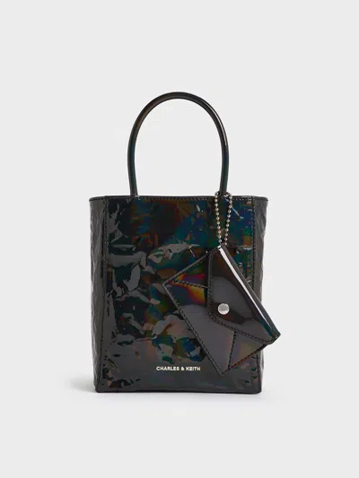 CHARLES & KEITH CHARLES & KEITH - MATINA PATENT CRINKLE-EFFECT ELONGATED TOTE BAG