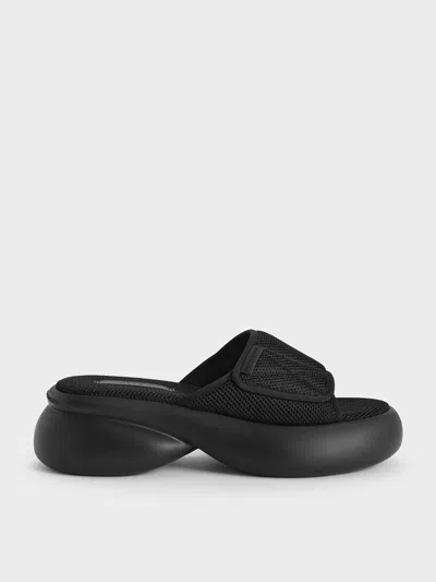 CHARLES & KEITH CHARLES & KEITH - MESH PLATFORM SPORTY SLIDE SANDALS