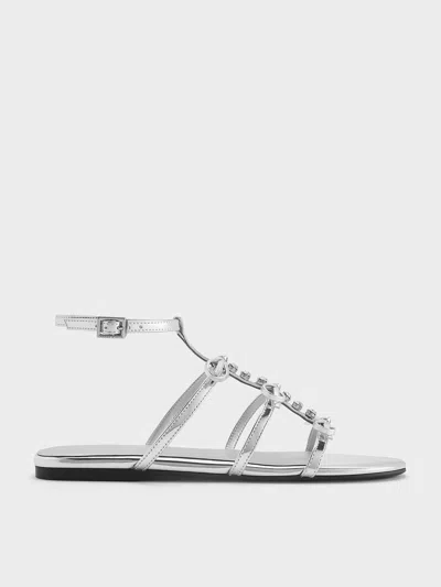 CHARLES & KEITH CHARLES & KEITH - METALLIC GEM-EMBELLISHED BOW T-BAR SANDALS