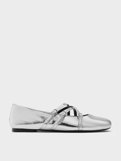 CHARLES & KEITH CHARLES & KEITH - METALLIC TRIPLE-STRAP CROSSOVER MARY JANE FLATS