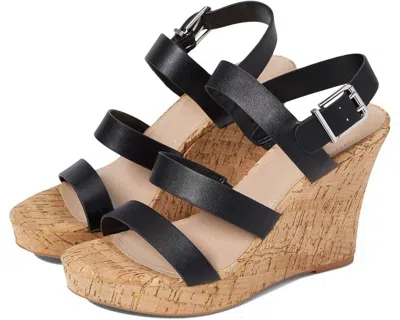 CHARLES BY CHARLES DAVID LIBER SANDALS WOMEN'S US 7.5 BLACK WEDGE HEEL KHD747