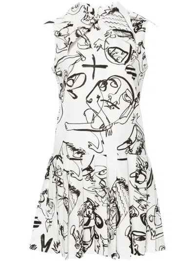 CHARLES JEFFREY LOVERBOY ABSTRACT PLEATED MINI DRESS