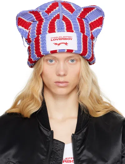CHARLES JEFFREY LOVERBOY RED & BLUE CHUNKY EARS BEANIE
