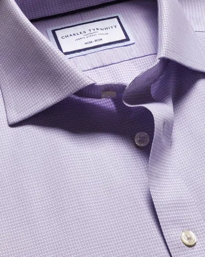 CHARLES TYRWHITT MEN'S CHARLES TYRWHITT CUTAWAY COLLAR NON-IRON STRETCH KENSINGTON WEAVE DRESS SHIRT
