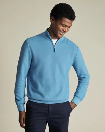 CHARLES TYRWHITT MEN'S CHARLES TYRWHITT HONEYCOMB ZIP NECK SWEATER
