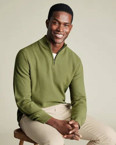 CHARLES TYRWHITT MEN'S CHARLES TYRWHITT HONEYCOMB ZIP NECK SWEATER