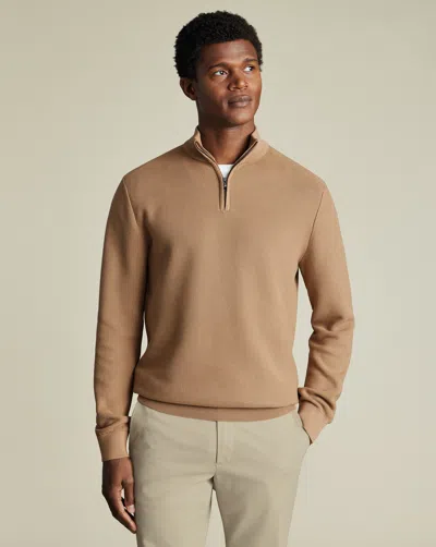 CHARLES TYRWHITT MEN'S CHARLES TYRWHITT HONEYCOMB ZIP NECK SWEATER