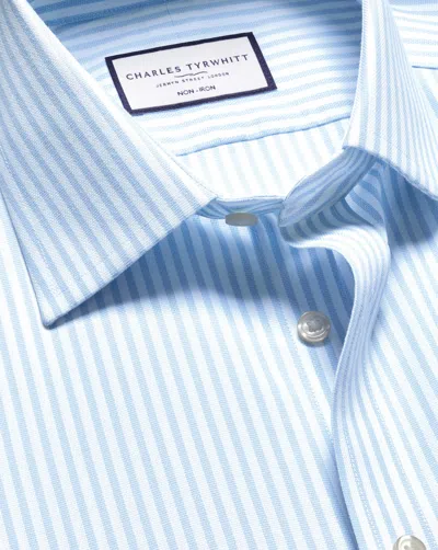 CHARLES TYRWHITT MEN'S CHARLES TYRWHITT NON-IRON ROYAL OXFORD STRIPE DRESS SHIRT